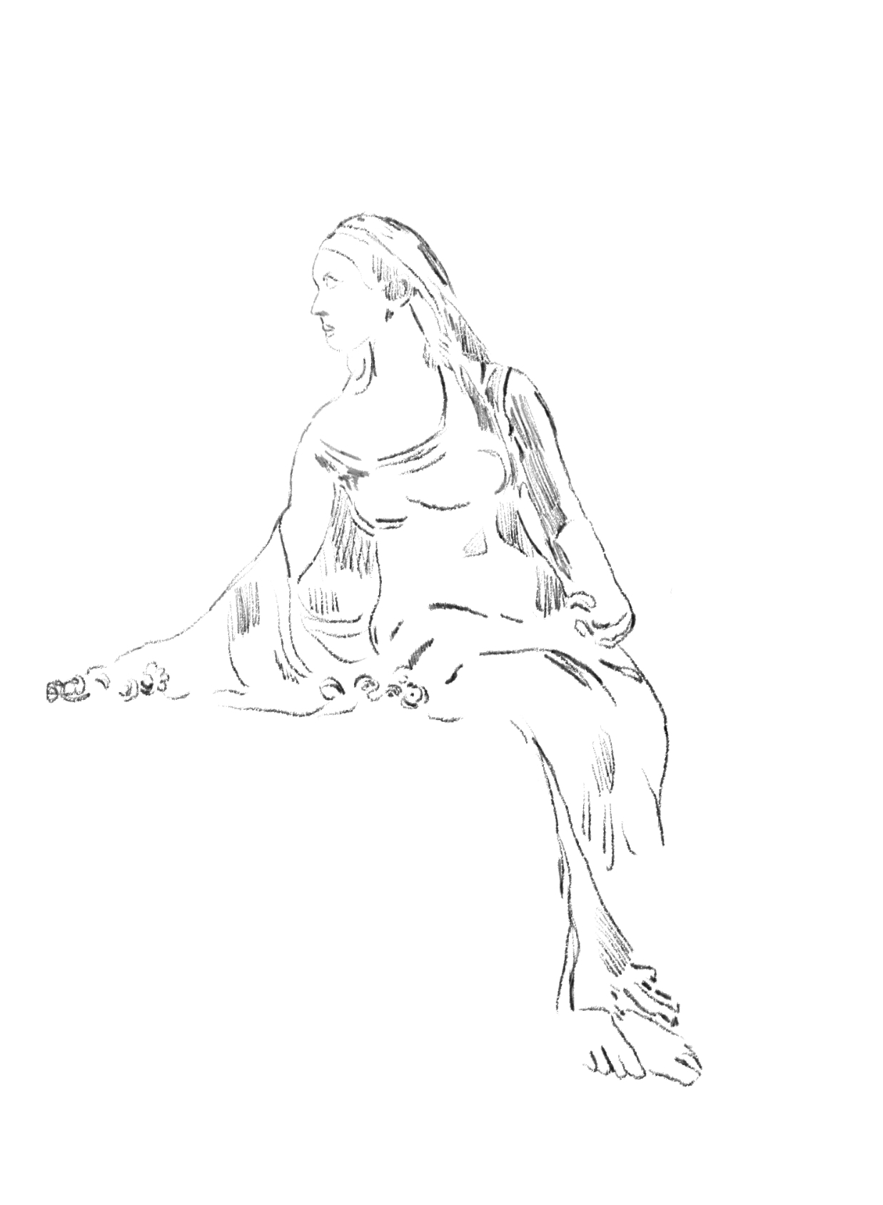 Esquisse au crayon d'une figure assise